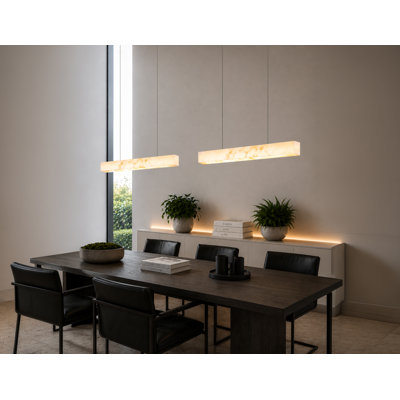 LumenAria - Luminaire suspendu linéaire DEL 48 po Medley - Faux abat-jour albâtre