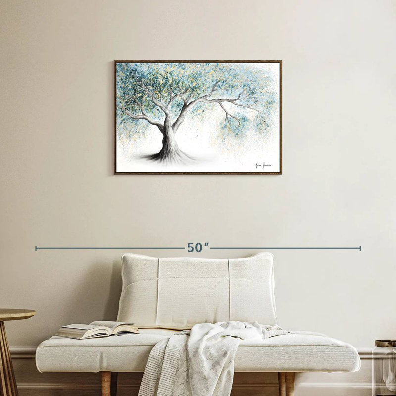 Arbre givré doux, Cadre flottant en noyer, 31 po x 21 po
