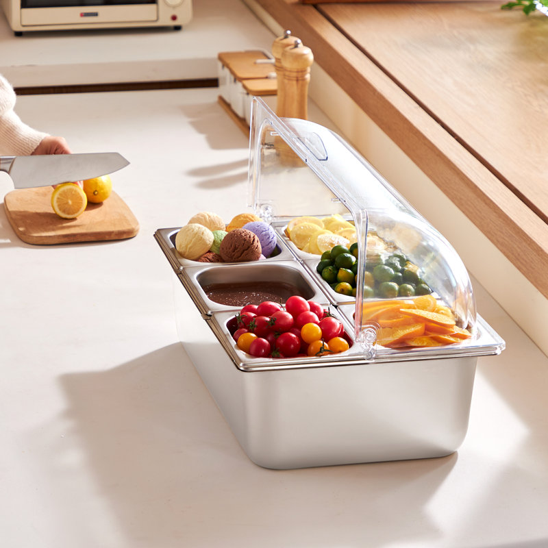 Distributeur de condiments pour comptoir 6 plats avec couvercle