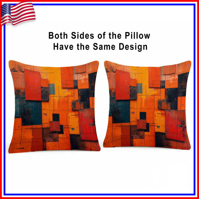 Coussins décoratifs orange et rouges, 26 x 26 pouces