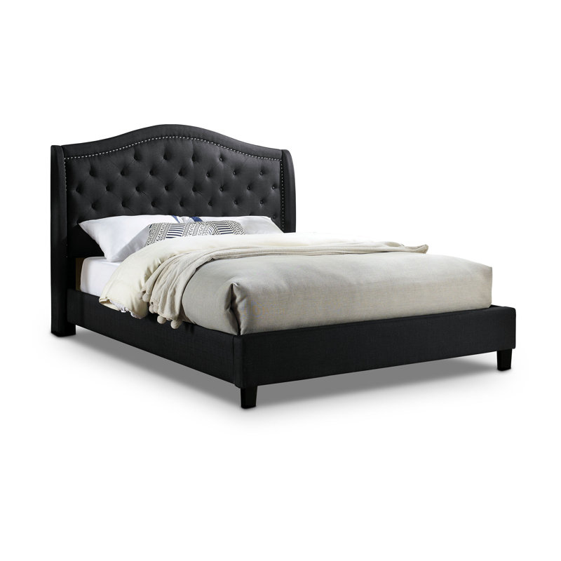 Belluno Upholstered Wingback Bed, Black, California King