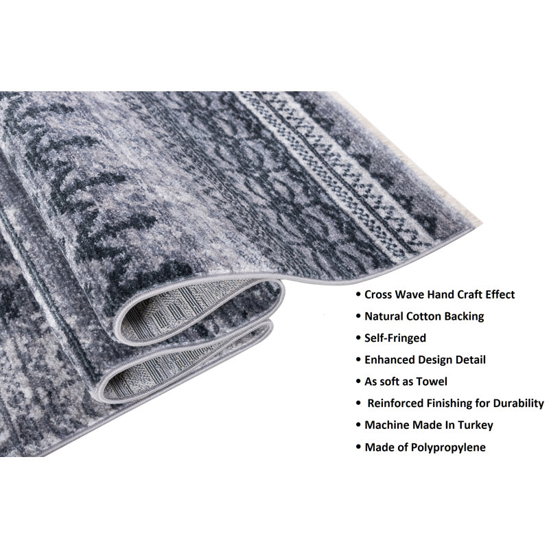 Tapis noir Bowersville Southwestern, Rectangle 7 pi 8 po x 10 pi
