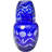 Mid 20th Century Handblown Blue Crystal Cut-to-clear Decanter & Glass Set- 2 Pieces