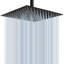Pommeau de douche à effet pluie noir 16 po haute pression carré en acier inoxydable