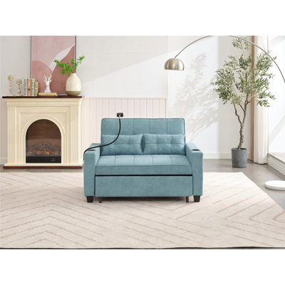 Convertible sofa with USB Ports and cupholdes