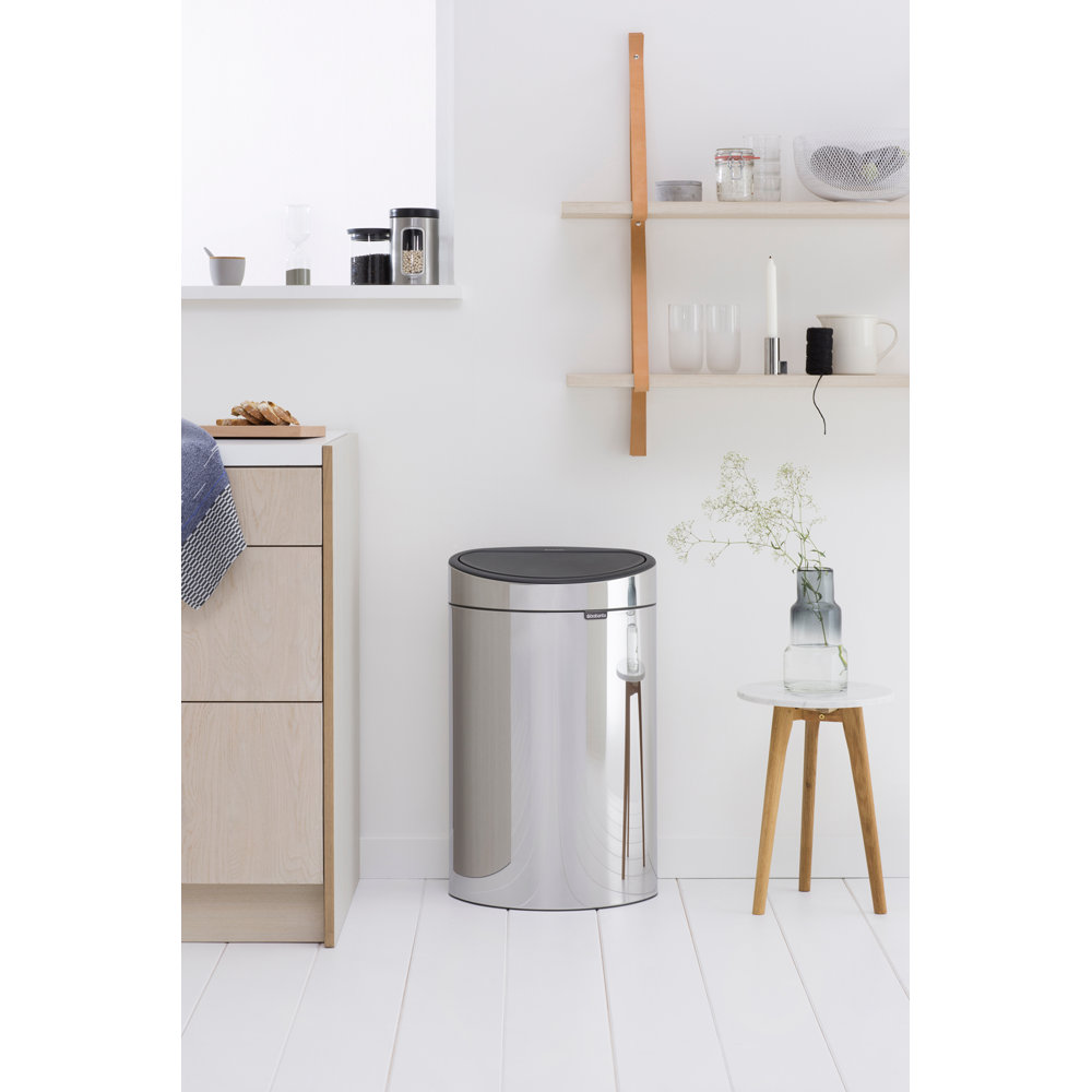 Brabantia 10.6gal Touch Top Trash Can, Brilliant Steel