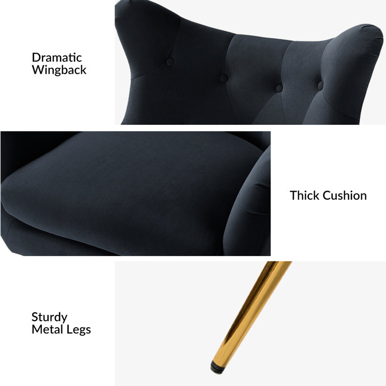 Avianna 29.25'' Wide Tufted Velvet Wingback Chair