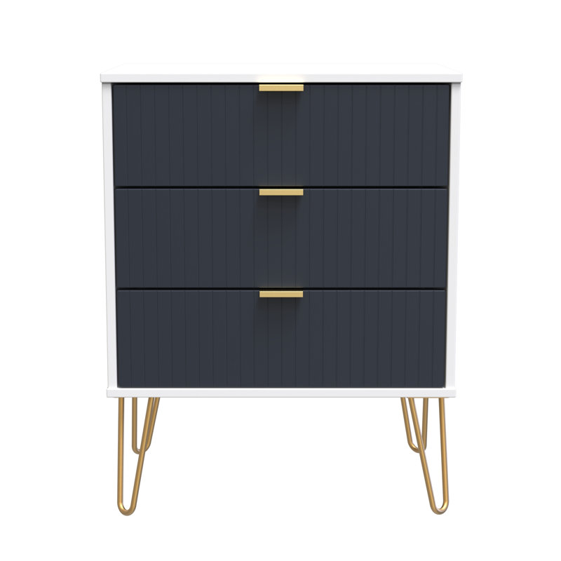 Beranda 3 Drawer Chest (Ready Assembled), Indigo Matt/White