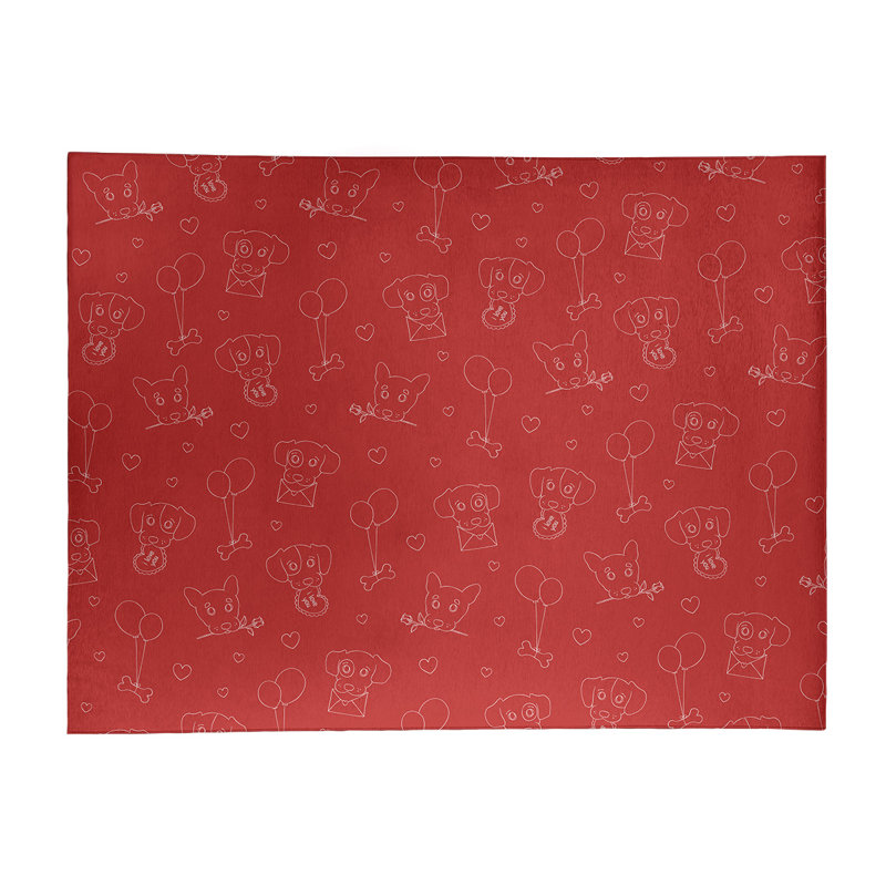 Tapis de zone rouge fait main, Rectangle 9 pi x 12 pi