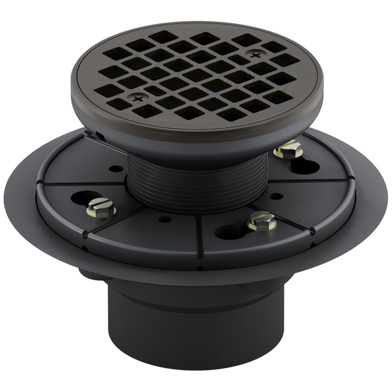 Round Design 3" Grid Shower Drain, Oil Rubbed Bronze
