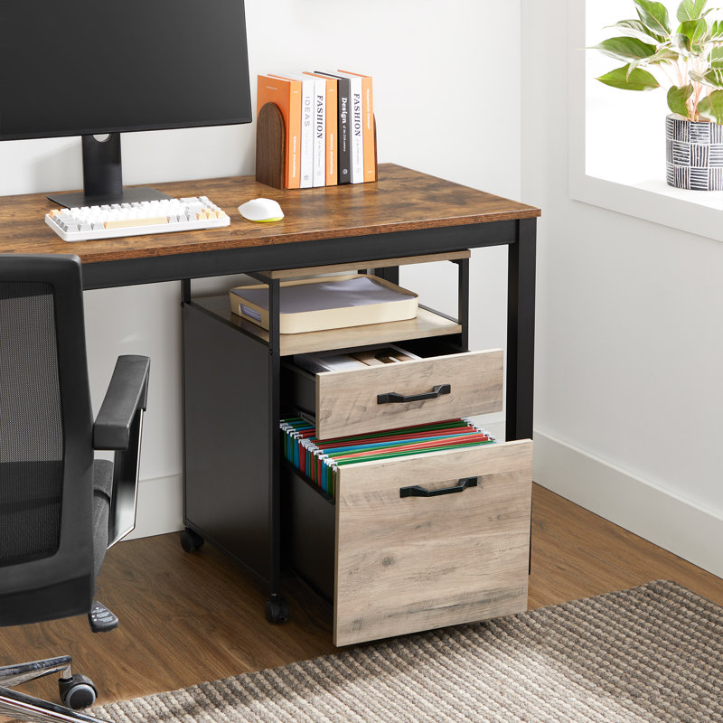 Classeur mobile verrouillable 2 tiroirs Turgeon , Beige/noir