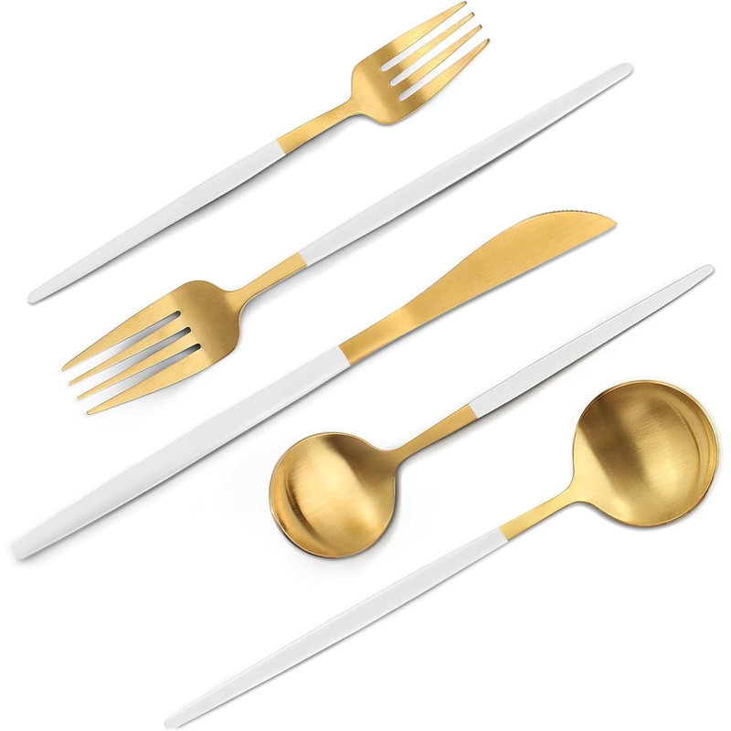 Ensemble de couverts 20 pièces, service de couverts en acier inoxydable pour 4 personnes, ensemble de couverts à finition satinée pour la maison et le restaurant, vaisselle allant au lave-vaisselle