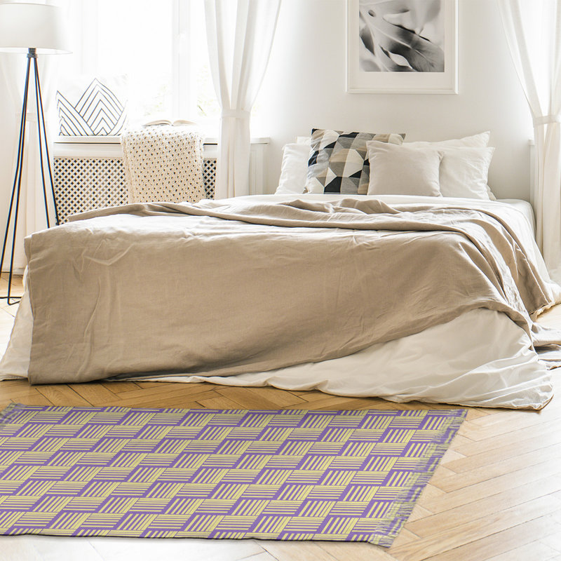 Tapis mauve/jaune basketweave rayures, Oui