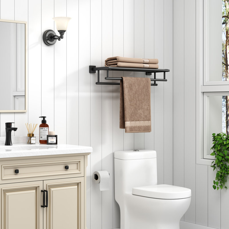 Wall-Mounted Towel Rack, Matte Black, 5.13'' H x 23.62'' W x 7.9'' D