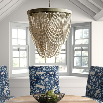 2-Tier Draped Wood Bead Chandelier