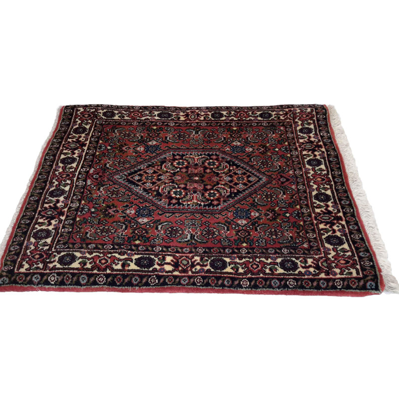 Tapis oriental en coton / laine blanc / brun / crème 1 pi 8 po x 2 pi 2 po Oriental