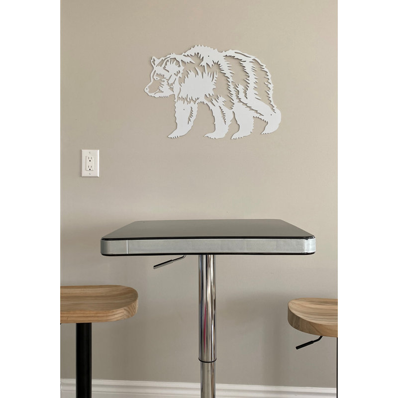 Décoration murale ours en métal, Blanc