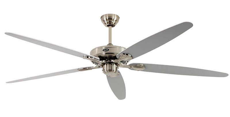 Boutwell 180cm Ceiling Fan, Brushed Chrome with Lacquered White and Light Grey