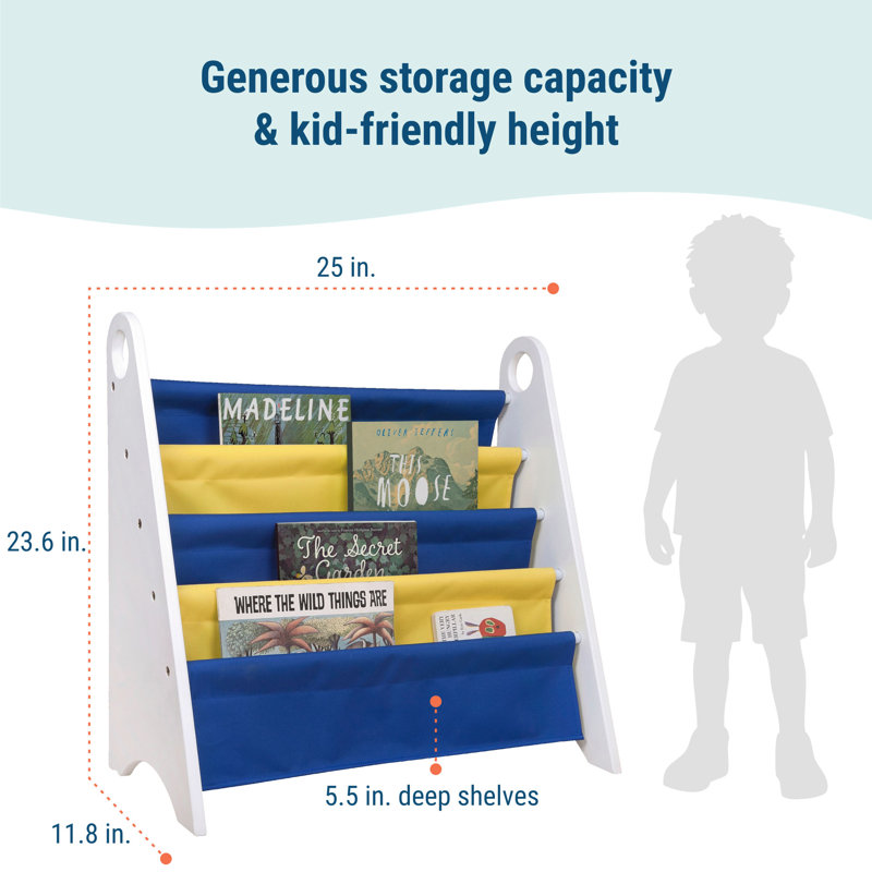 Bibliothèque pour enfants Wildkin Sling, Jaune / bleu marine