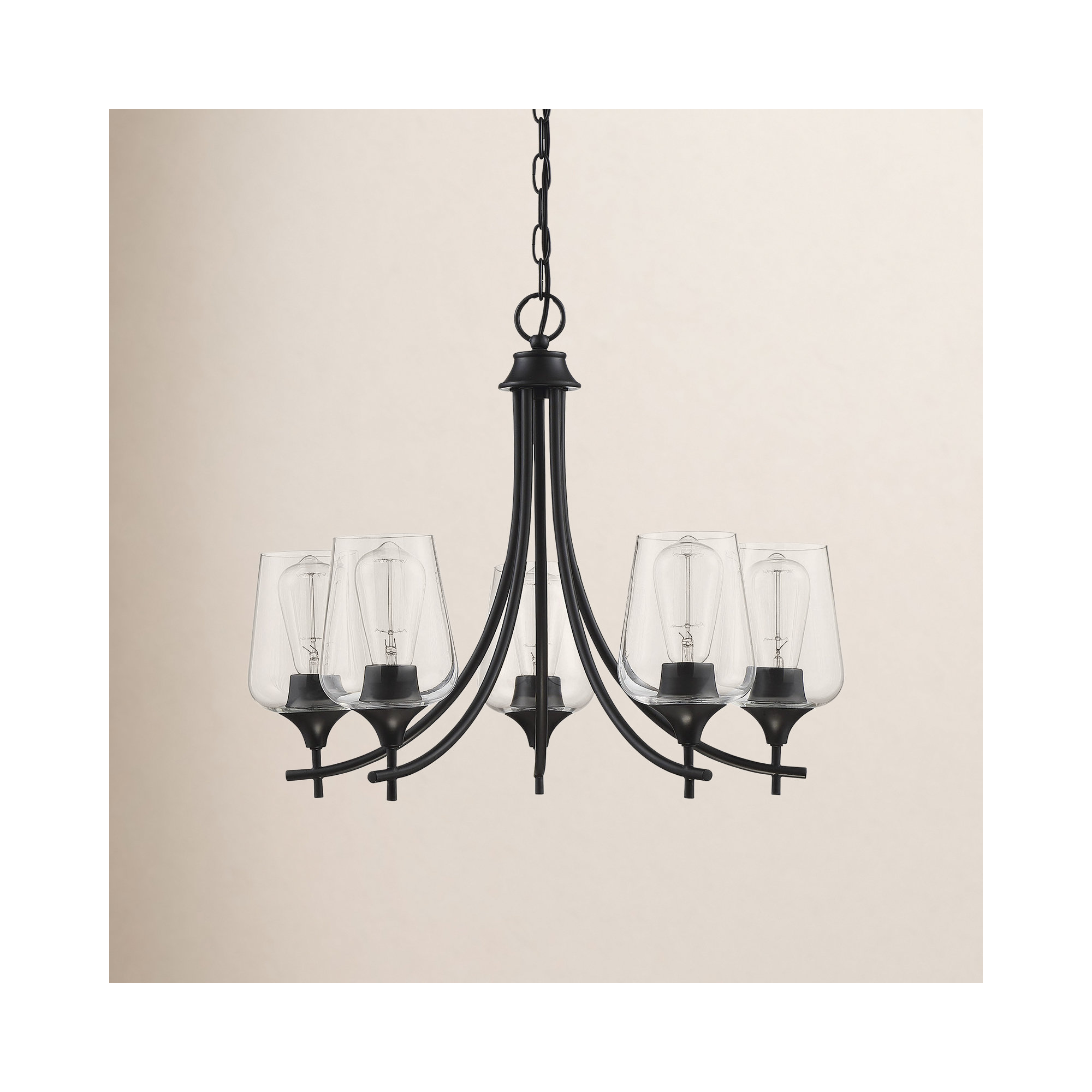 Breena 5 - Light Dimmable Chandelier, Matte Black