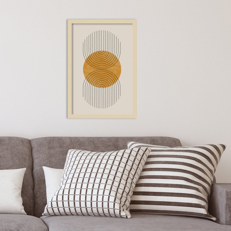 Perfect Point Yellow by The MIUUS STUDIO, 21" H x 15" W x 1" D, Brown Framed