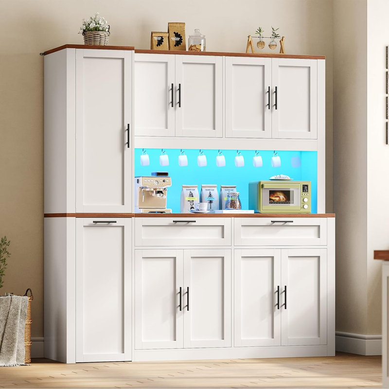 Armoire de rangement avec l 59 po x H 71 po, Blanc / Brun, 59" Wide