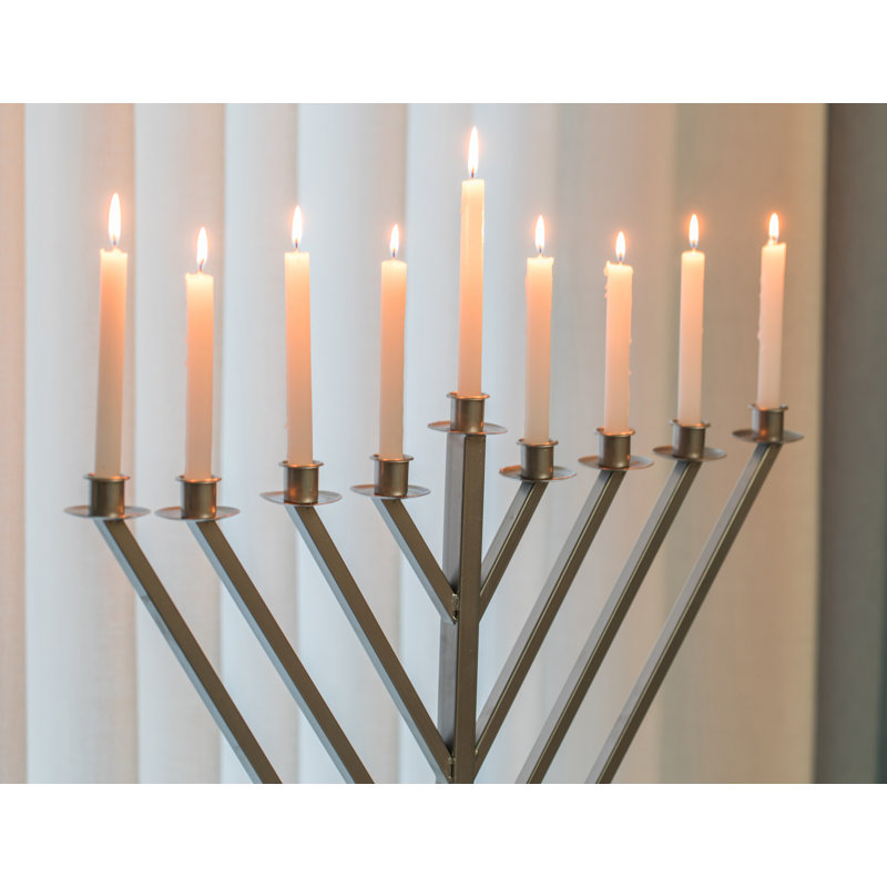 Aluminum Menorah, 47.25" H x 9.5" W x 27" D