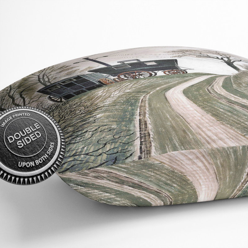 Cart On Hill Square Throw Cushion, 55cm H x 55cm W x 20cm D