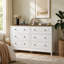 Commode à tiroir, commode blanche pour chambre à coucher, commode 6 tiroirs avec tiroir large et poignées en métal, commode blanche, commodes en bois et commodes pour couloir