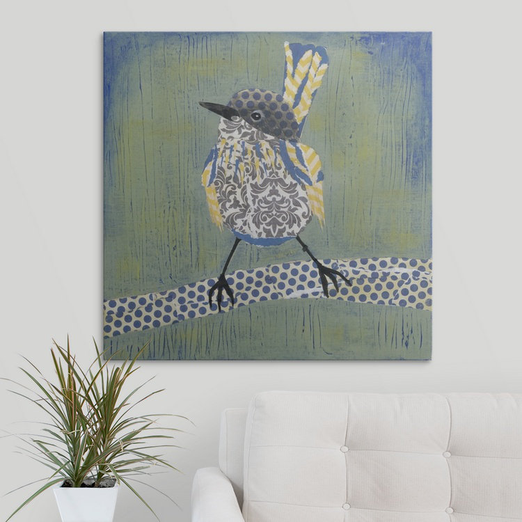 « i », reproduction d’impression dépilée Patchwork Wren, H 24 po x l 24 po x P 1,5 po, Toile