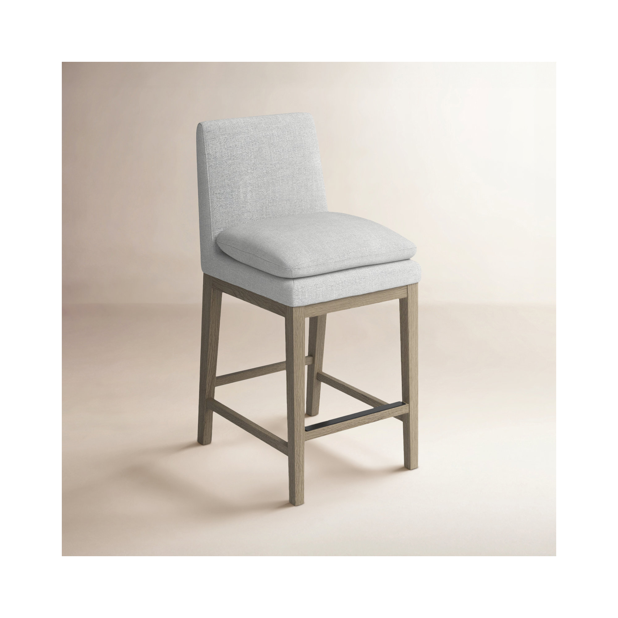 Bethea Upholstered Counter Stool, Graywash, Gray Heathered