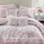 Ensemble d'édredon pour lit double / grand 5 pièces avec coussins décoratifs, rose