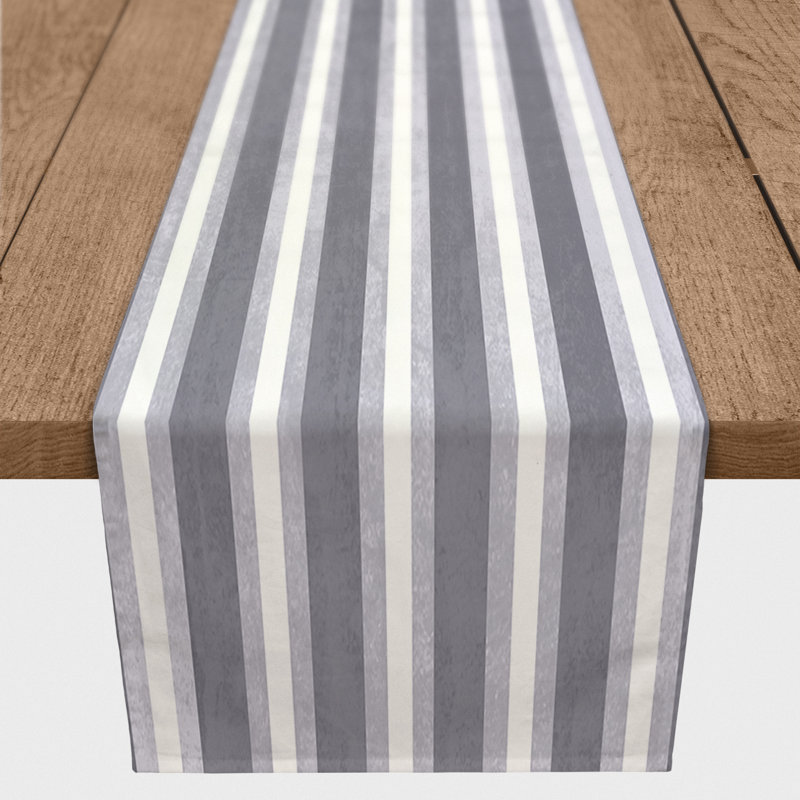 Striped Table Runner, 72" x 16", Dark Gray