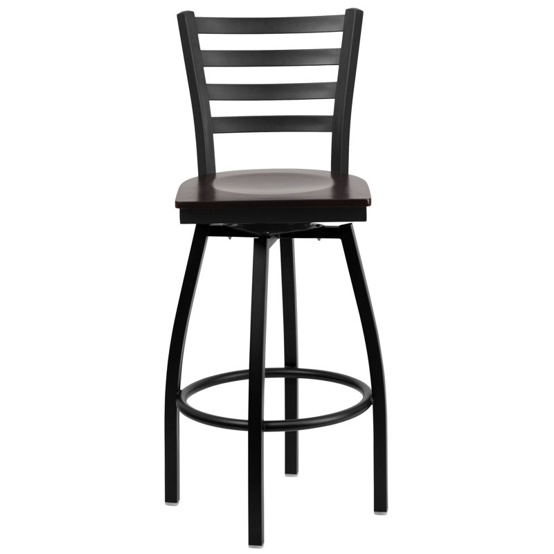 Lomonaco Swivel Counter Stool with Metal Frame, Walnut