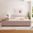 Upholstered Low Standard Bed with Bedside Desk and Round Stool, Mother & Child Bed-97691212-97691215