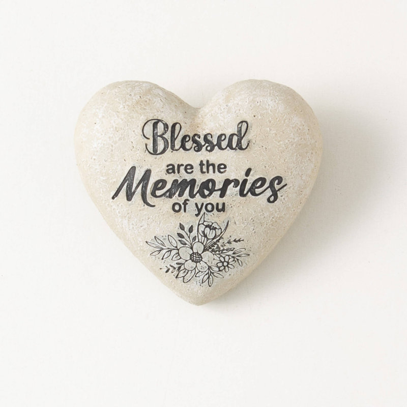 Sullivans Blessed Heart Stone 3"H; Off-White