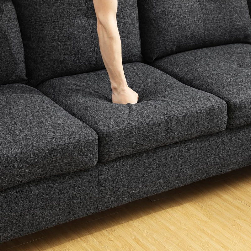 3-piece Linen Sectional Sofa, Left Hand Facing