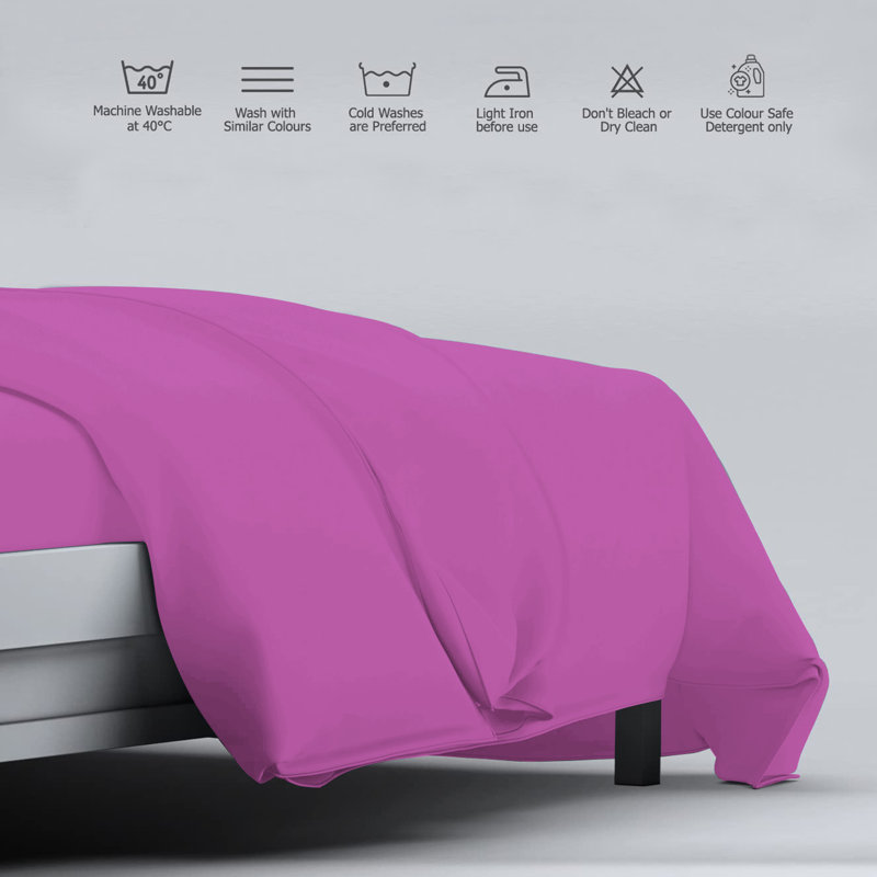 Klarita 100% Microfiber 300TC Reversible Duvet Cover Set with Pillowcase, Purple, Kingsize - 2 Pillowcase (50 x 75 cm)