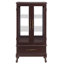 Armoire vitrée, finition cerisier foncé, tablettes réglables, vitrine éclairée et tablettes de tiroir en bois, portes en verre-1009548284