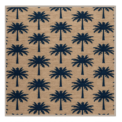 Washable Palm Silhouettes Hawaiian Area Rug