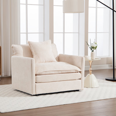Chenille Oversized Accent Chair with Ottoman, Modern Cloud Chaise Lounge Chair Indoor with Deep Seat, Upholstered Comfy Armchair Reading Chairs Sofa f