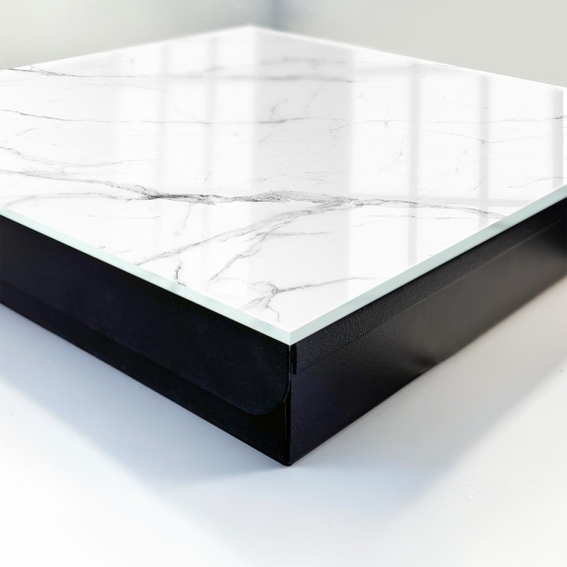 Wall mounted key box, Opens to the right, 30x30x5, White, White background with gray stone veins, 