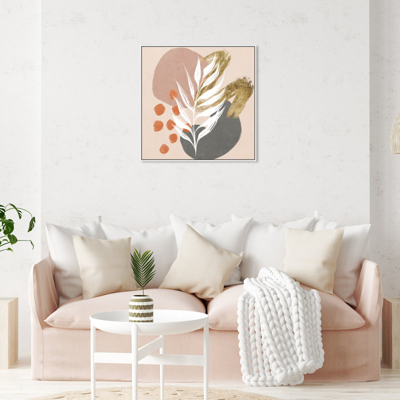 Brise pâle - peinture sur toile, H 30 po x l 30 po, Cadre flottant blanc