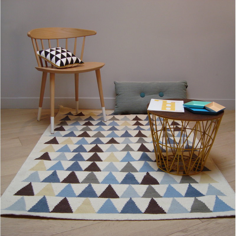 Geometric Wool Hand Woven Area Rug, Rectangle 110 x 160cm
