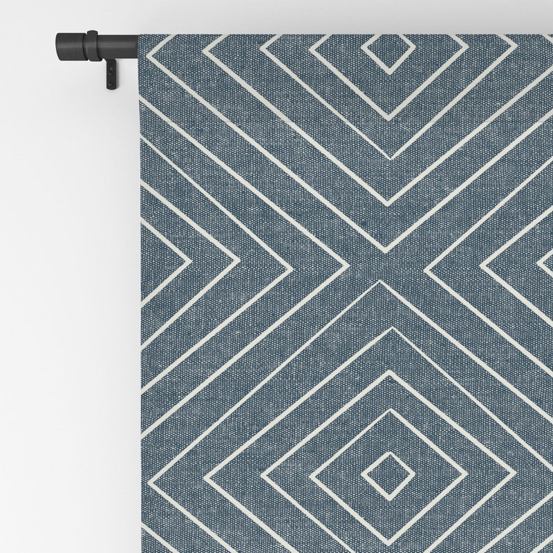 Little Arrow Design Co Woven Diamonds Sage 1pc Blackout Window Curtain Panel, Dark Blue, 50" W x 84" L