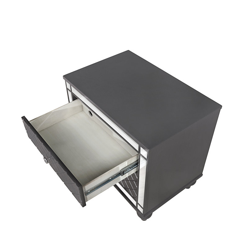 Table de chevet Glam Contemporary Grey Wood Idée de cadeau