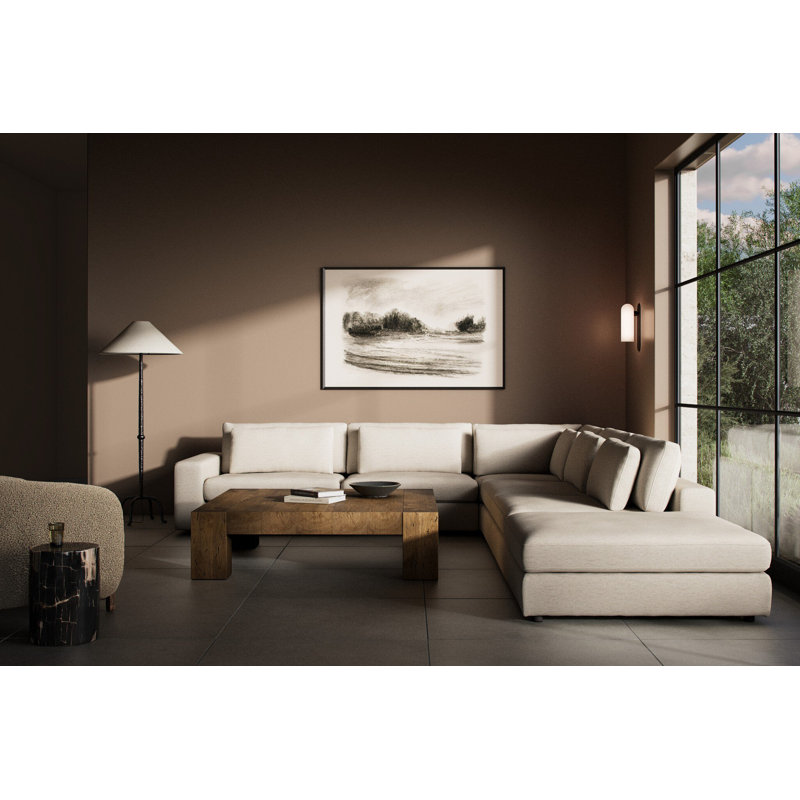 Bloor Sectional, Crypton Nomad Snow Polyester Blend, Left Hand Facing