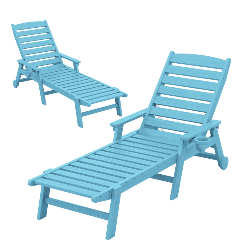 Chaise longue d'extérieur Swann - ensemble de 2, Bleu clair