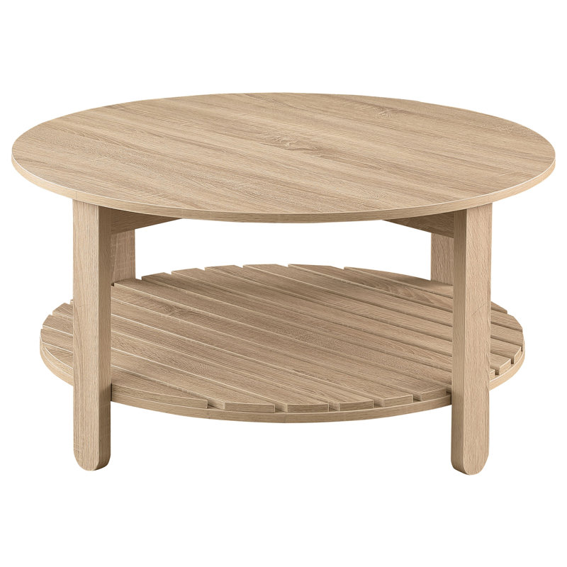 Table basse ronde en bois d'ingénierie à 1 tablette Lennix Naturel