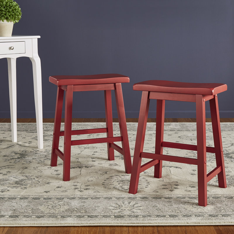 Whitworth Solid Wood Stool, Red, Counter Stool (24” Seat Height)